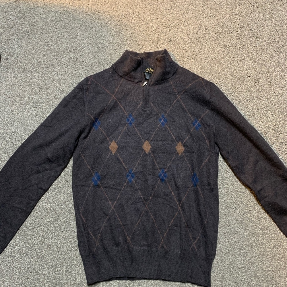 Harry Rosen Cashmere Argyle Quarter-Zip Sweater